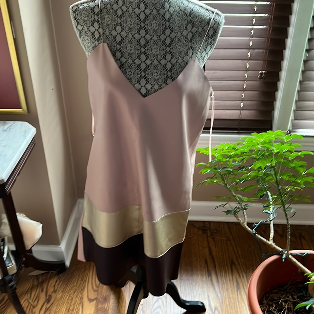 Zara leather mini dress with gold & brown trim in front .. Adorable!!! NWT